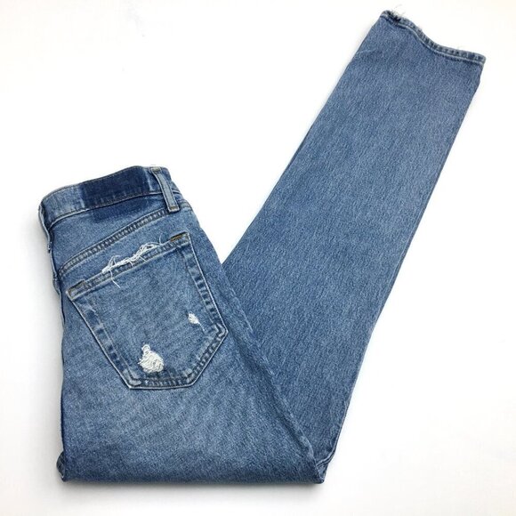 Abercrombie & Fitch Jeans The 90's Straight Leg Criss Cross Front High Rise 26 - Picture 9 of 9